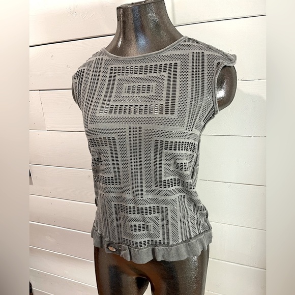 🩶 ELISA CAVALETTI – Sheer Crochet Knit Top – Taille S (Extensible) - Picture 5 of 9